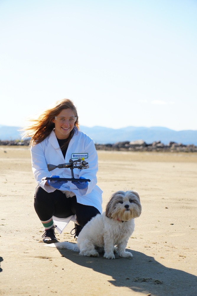Engineer with Thruster on Beach with Dog